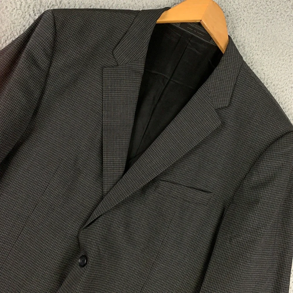 Hugo Boss Grand/Central Blazer Mens 44S Grey Check Stretch Two Button Sport Coat